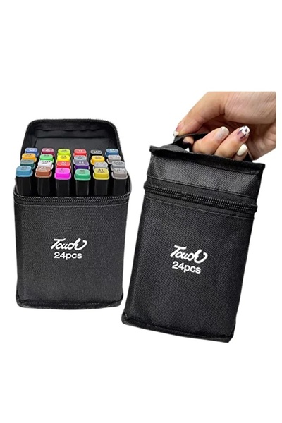 safestore 24Pcs Brush Tip and Thick Tip Dual Tip Art Marker Paint Pen Set with Bag
