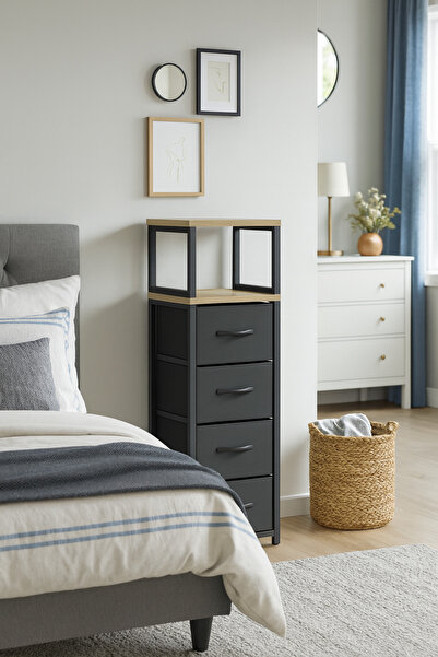 moniev 2 Raflı 4 Çekmeceli Şifonyer Deri Çekmeceli Şifonyer Yatak Odası Organizer Çok Amaçlı Düzenleyici