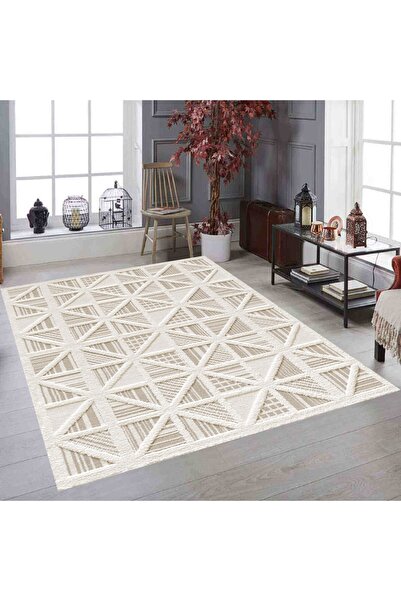 ALLGELSİN Büyük Beden Halı Örtüsü 9m² Ebat 250x350cm Veya 12m² 300x400cm Yıkanabilir Halı Kılıfı Çizgili Örtü