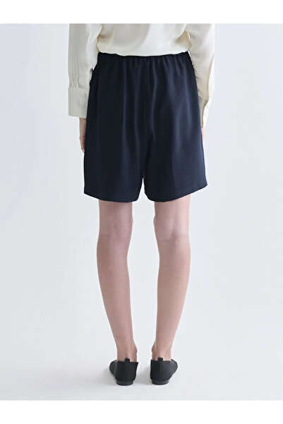 LC Waikiki Lcwaikiki Classic Navy Blue Elastic Waist Women's Pleated Shorts