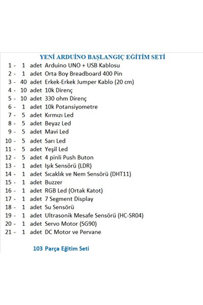 ZENVİVA Yeni Arduino Başlangıç Eğitim Seti