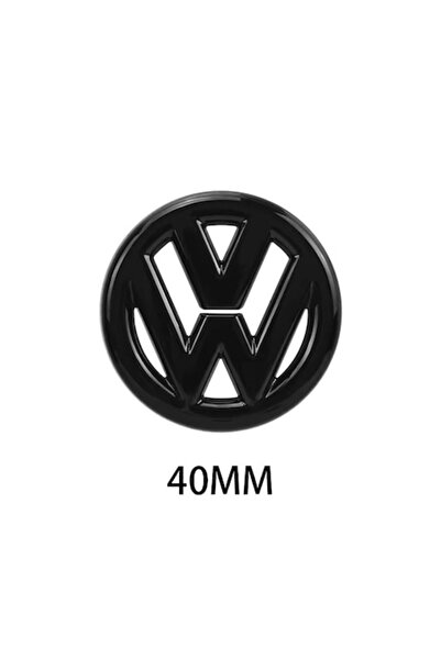 LinePartsBim Emblemă adezivă pentru volan compatibilă cu VW Volkswagen, 40 mm, negru lucios