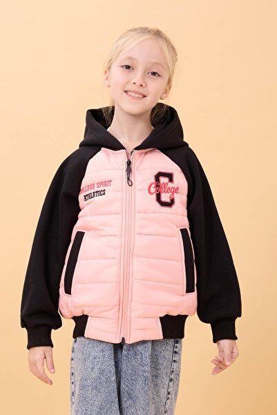 Perendi Детско яке с качулка и подплата от плюш – бебешко розово