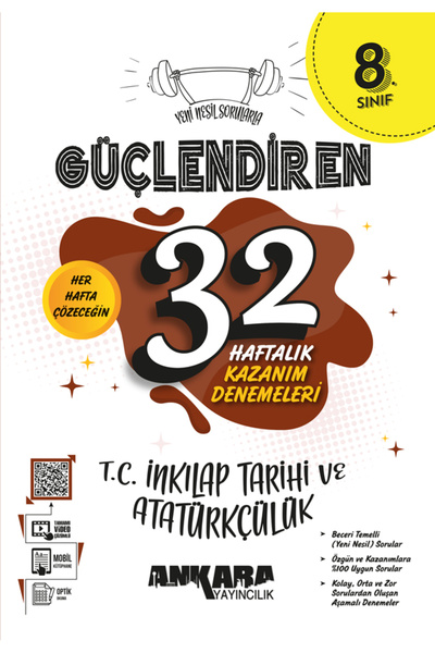 Ankara Yayıncılık 2025-2026 Müfredat 8. Sınıf Güçlendiren 32 Haftalık T.C İnk...