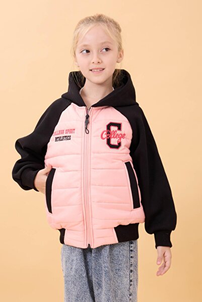Perendi Girl's Plush-Lined Hooded Quilted College Jacket – Yavruağzı