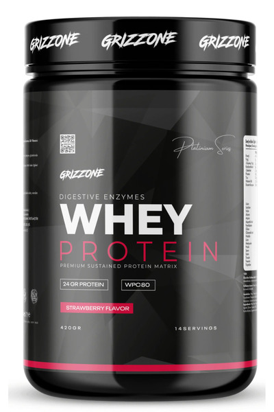 GRIZZONE WHEY PROTEIN PRO WPC80 420 GR 14 SERVIS STRAWBERRY AROMALI