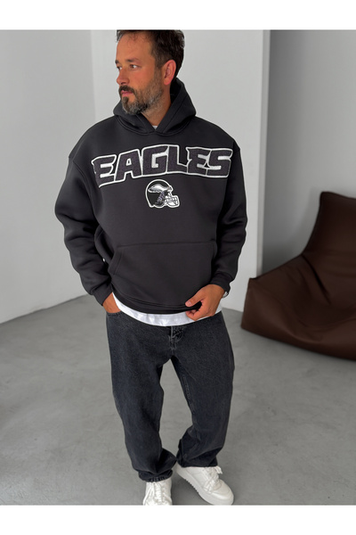BYBASICMAN Smoked Eagles Embroidered Hooded Sweatshirt Jj-220