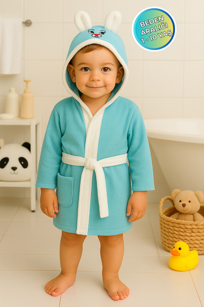 Baby Cais Collection رداء حمام للأطفال مصنوع من القطن بنسبة 100%، قماش مطرز ي...
