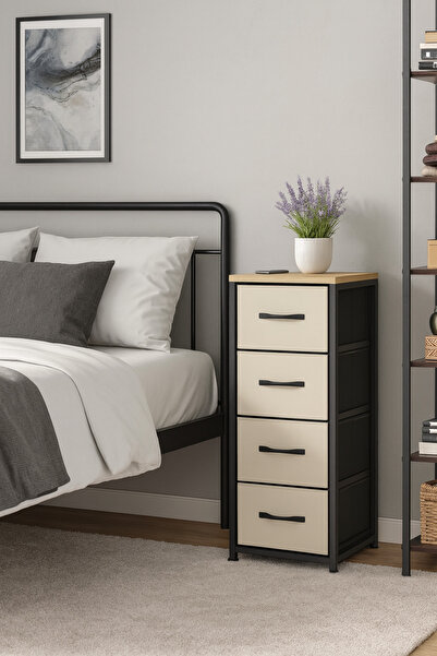 moniev 4 Çekmeceli Şifonyer Yatak Odası Düzenleyici Çocuk 0dası Organizer Deri Çekmeceli Oyuncak Dolabı