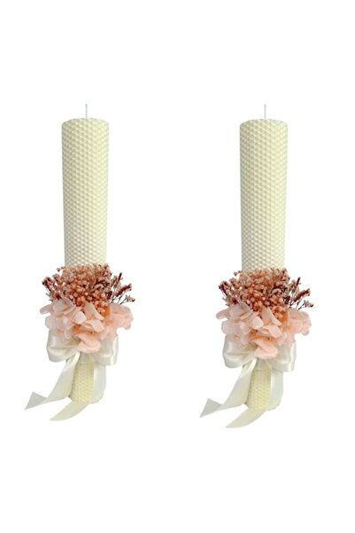 OEM Lumânări de nuntă/ceremonie din ceară decorate cu hortensii conservate și flori uscate