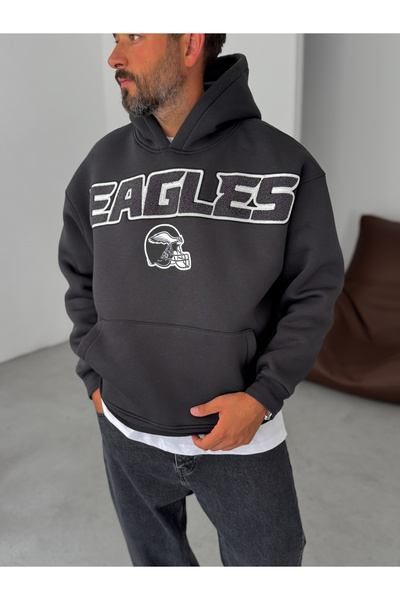 BYBASICMAN Smoked Eagles Embroidered Hooded Sweatshirt Jj-220