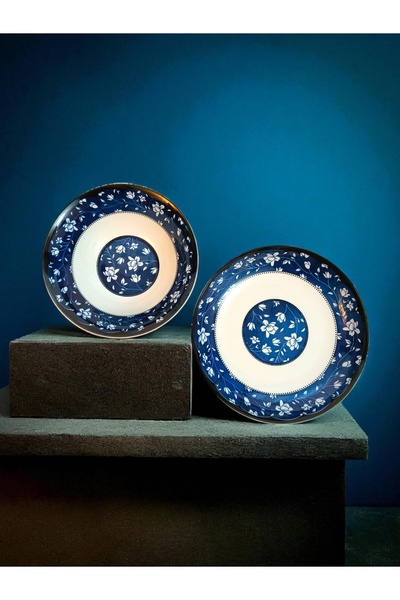 OEM Set 12 piese farfurii și boluri cu model floral albastru