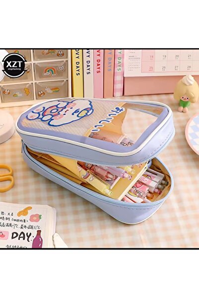 Meyra Accessories Sanrio Kawaii Transparent Cover Large Capacity Canvas Special Pencil Case Wallet Preschool Gift