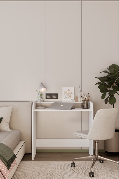 moldesan AERİS BEYAZ MDF RAFLI ÇALIŞMA MASASI 85 CM