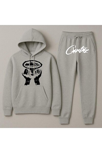 Elvino Σετ αθλητικής φόρμας με κουκούλα Crtz με στάμπα Oversize Γυναικεία/Ανδ...