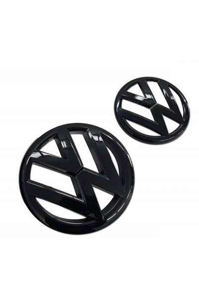 LinePartsBim Set 2 embleme față și spate pentru Volkswagen VW Golf 6 Hatchback MK6, 137mm și 113mm, negru lucios
