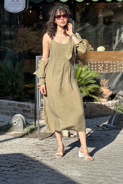 CurcunaShop Kadın Modal Kumaş Gömlek Elbise Takım