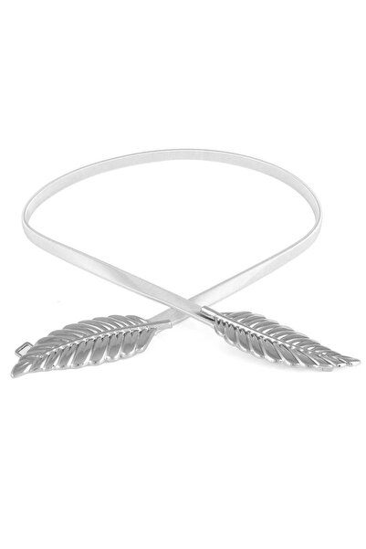 KESNUP Curea elastică cu cataramă tip frunză metalică, aliaj de argint