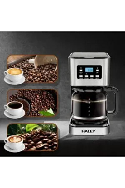HALEY Aparat de Cafea 950W, 1.5L, LED Display, Anti-Drip, Brewing Inteligent, Inox, Control Temperstura