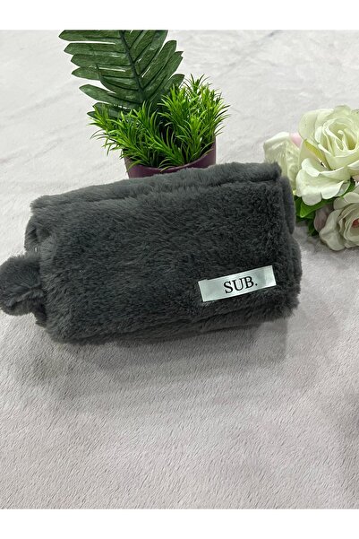 Sublime Butik حقيبة مكياج فاخرة بشعار دومان جراي من القطيفة