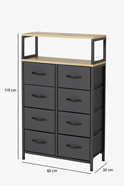 moniev 2 Raflı 8 Çekmeceli Şifonyer Yatak Odası Çocuk Odası Düzenleyici Deri Çekmeceli Organizer