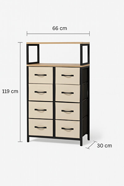 moniev 2 Raflı 8 Çekmeceli Şifonyer Yatak Odası Çocuk Odası Düzenleyici Deri Çekmeceli Organizer