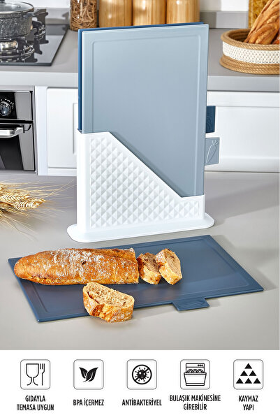 MOİ 9-Piece Kitchen Prep Set - Cutting Board with Upright Stand, Mixing Bowl, Strainer, Lemon Squeezer