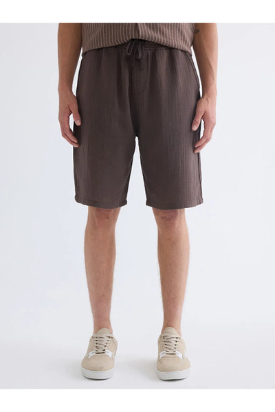 LC Waikiki XSIDEKahverengi Зручні шорти з мусліну для чоловіків