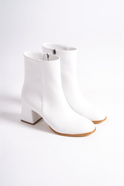 wemodaa Kadın Beyaz Topuklu Günlük Bot - Sade - Rahat Taban - Yeni Sezon