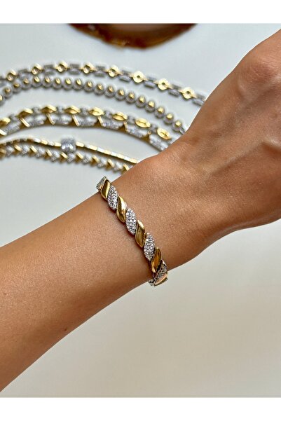 YOUES JEWELRY سلسلة MIX LUX سوار ذهبي فضي اللون لا يبهت لونه، نموذج مجوهرات ل...