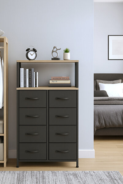 moniev 2 Raflı 8 Çekmeceli Şifonyer Yatak Odası Çocuk Odası Düzenleyici Deri Çekmeceli Organizer