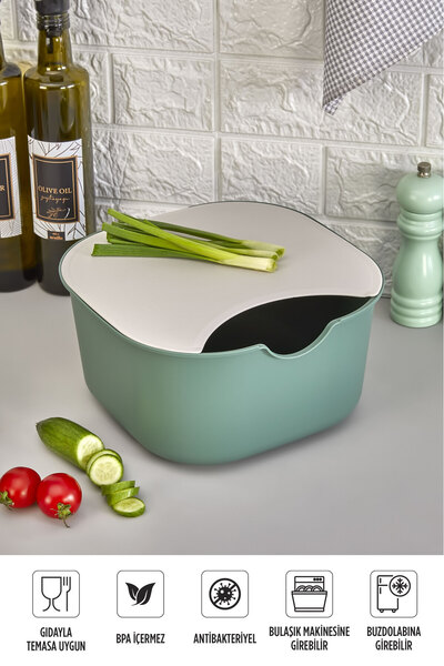 MOİ 5-Piece Kitchen Prep Set - Multi-Purpose Mixing Bowl Cutting Board Strainer Lemon Squeezer