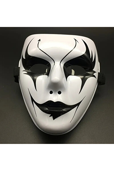 CN Halloween Kostüm Maskesi - Tam Yüz Boyalı Palyaço, Ayarlanabilir Kayışlı - Korku Partisi