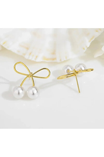 Genel Markalar Kadın Gold İncili Fiyonk Küpe