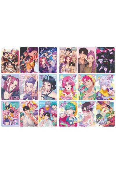 nihonwosekai مجموعة بطاقات صور K POP Demon Hunters مكونة من 18 قطعة مقاس 7x9.5 سم