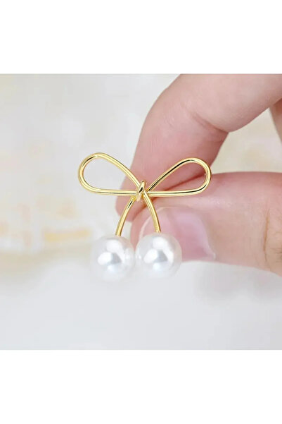 Genel Markalar Kadın Gold İncili Fiyonk Küpe