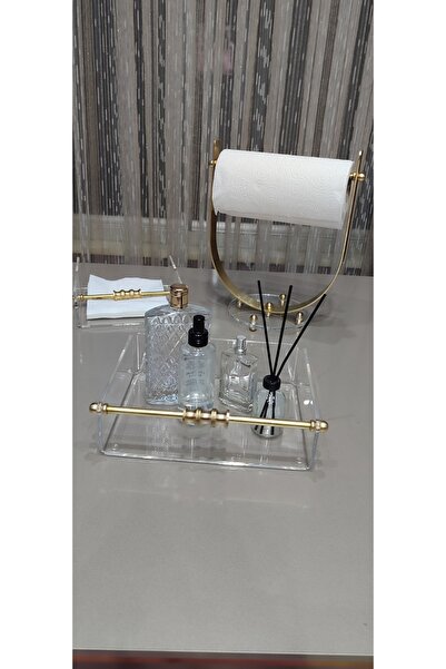 innossa pleksi dekorasyon Brass Organizer Plexiglass (26X19 Height 7 cm)