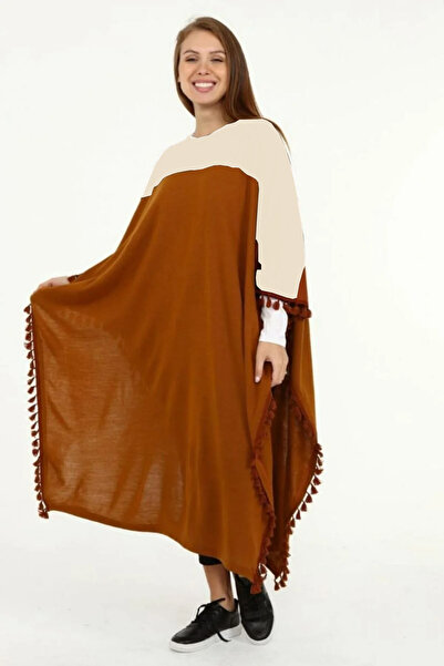 Cockatoo Жіночий Pinterest Пензлик Детальний Двоколірний Елегантний Пончо