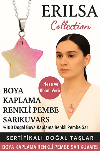 Erilsa Certified Star Model Pink Yellow Quartz Natural Stone Pendant – Stone ...