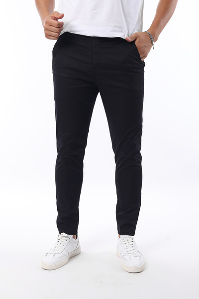 Rodrigo Men's Black Canvas Slim Fit Stretch Side Pocket Chino Pants