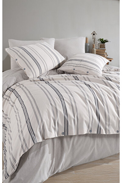 VENICA MASCUSE Natural Colors Yarn Dyed Natural Single Duvet Cover Set (with Elastic Sheet)