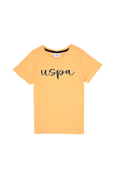 U.S. Polo Assn. تي شيرت أساسي بياقة دائرية باللون البرتقالي للأولاد 50306591-...