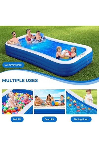 Generic حوض سباحة قابل للنفخ للأطفال، 300×172×52 سم، حمامات سباحة خارجية للحديقة الخلفية