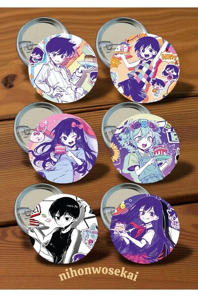 nihonwosekai 6 ADET Omori Anime Buton Rozet 37mm