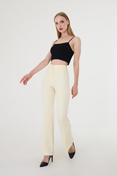 Hazel Women's Yellow Flared Trousers