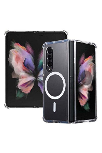 Generic غطاء خلفي شفاف يدعم الشحن اللاسلكي متوافق مع هاتف Samsung Z Fold 3