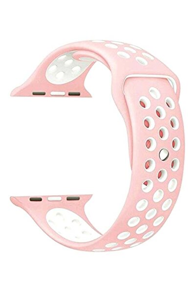 Generic Replacement Silicone Strap For Apple Watch Series 3/2/1 Sport Edition/Nike Plus 38mm Pink/White