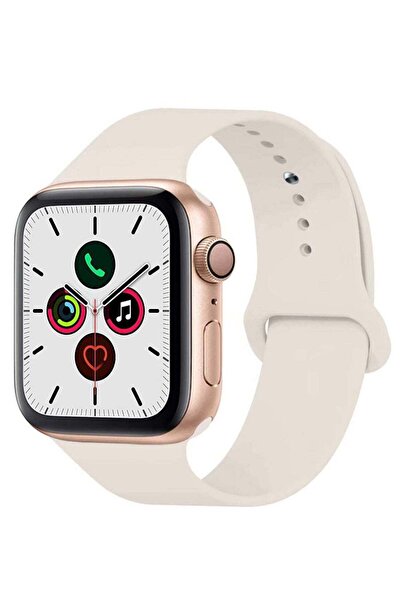 Perfii سوار بديل من السيليكون الصلب لساعة Apple Watch Series 5/4/3/2/1 باللون الأبيض العتيق