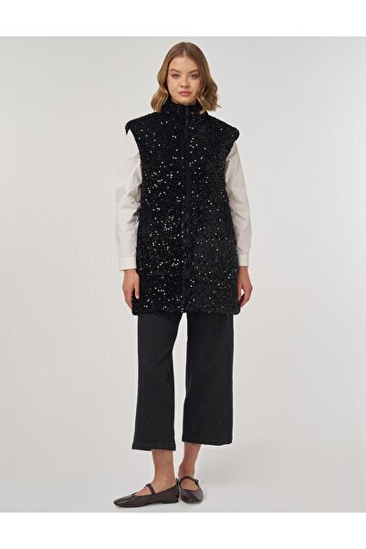 Kayra Payet İşlemeli Şişme Yelek Siyah