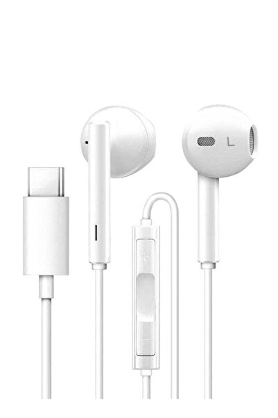 Generic سماعات أذن سلكية من النوع C مع ميكروفون باللون الأبيض